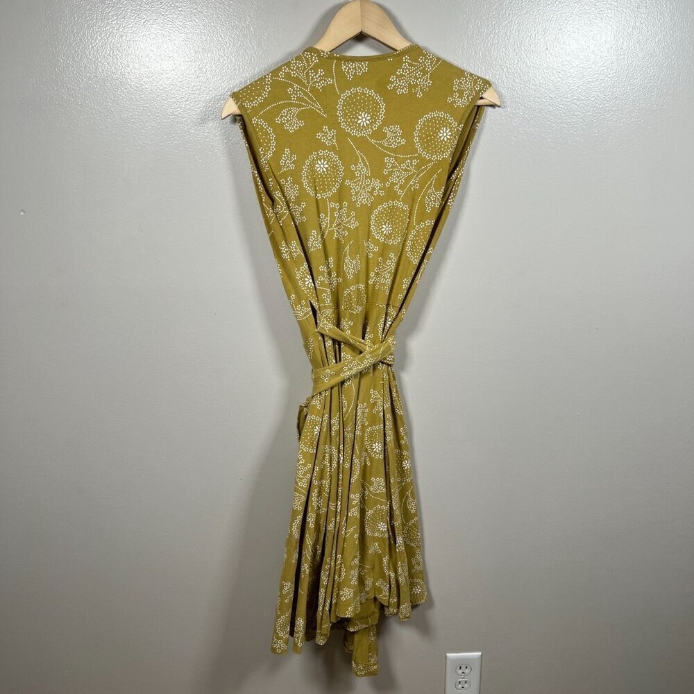 Effie's Heart Theresa Wrap Dress Size Small Green Floral Retro Knee Length - Picture 2 of 9